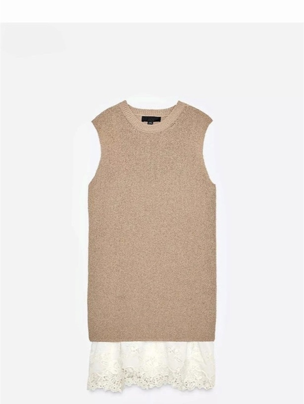 Zara Combination Knit Dress Mini Brown & White